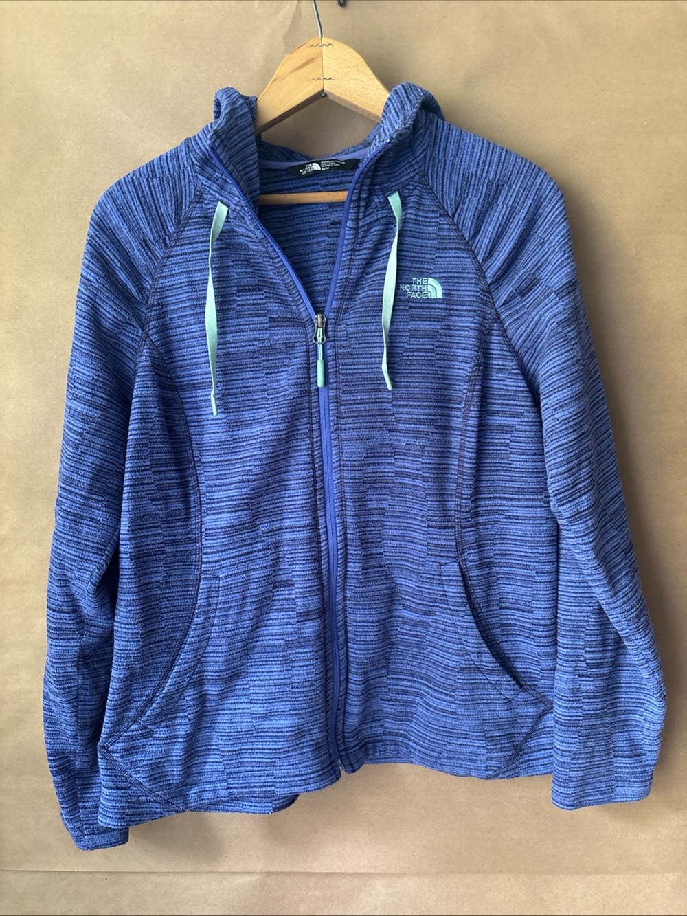 The North Face Hoodie Womens Medium Blue Fleece Lined Layering Piece Athleisure